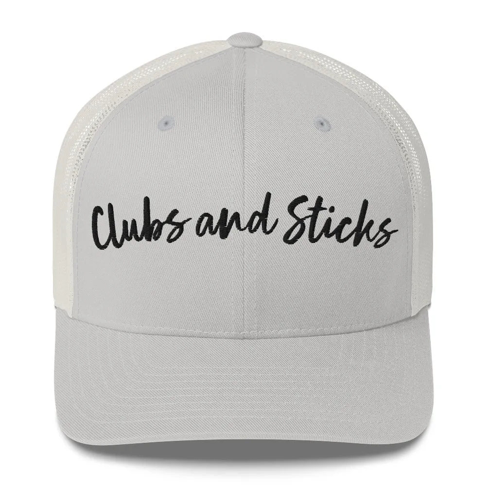 Clubs and Sticks Trucker Cap Embroidered Trucker Cap