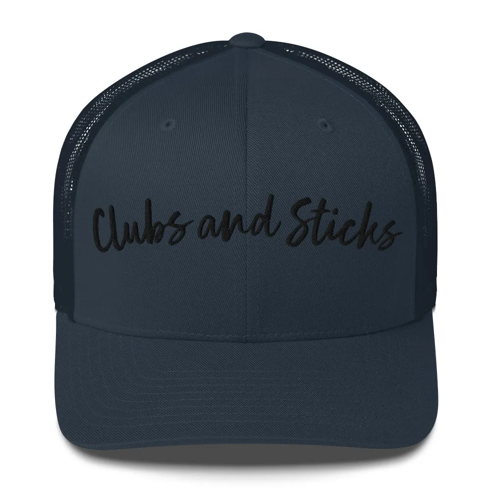Clubs and Sticks Trucker Cap Embroidered Trucker Cap