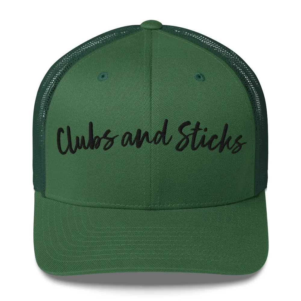 Clubs and Sticks Trucker Cap Embroidered Trucker Cap