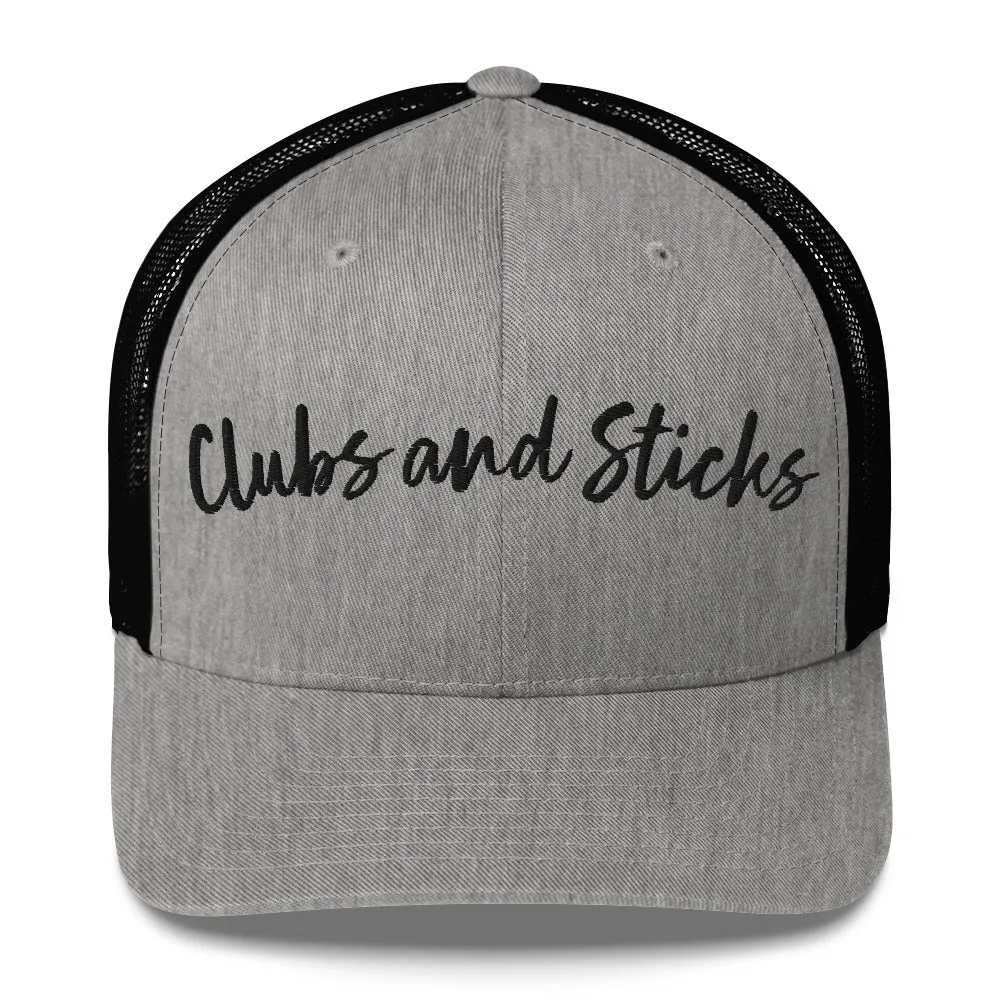 Clubs and Sticks Trucker Cap Embroidered Trucker Cap