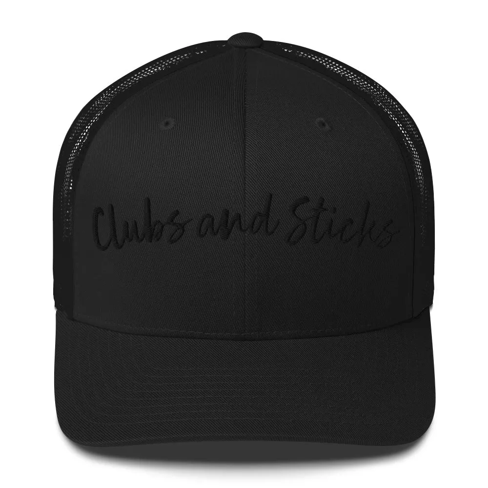 Clubs and Sticks Trucker Cap Embroidered Trucker Cap