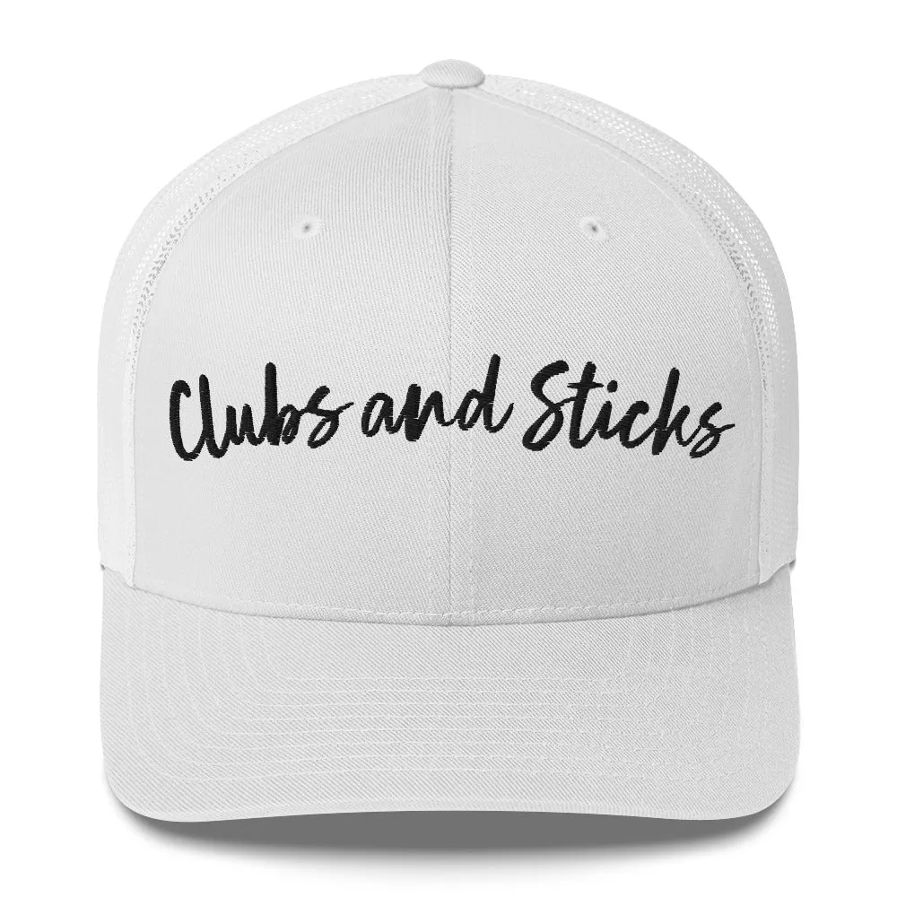 Clubs and Sticks Trucker Cap Embroidered Trucker Cap