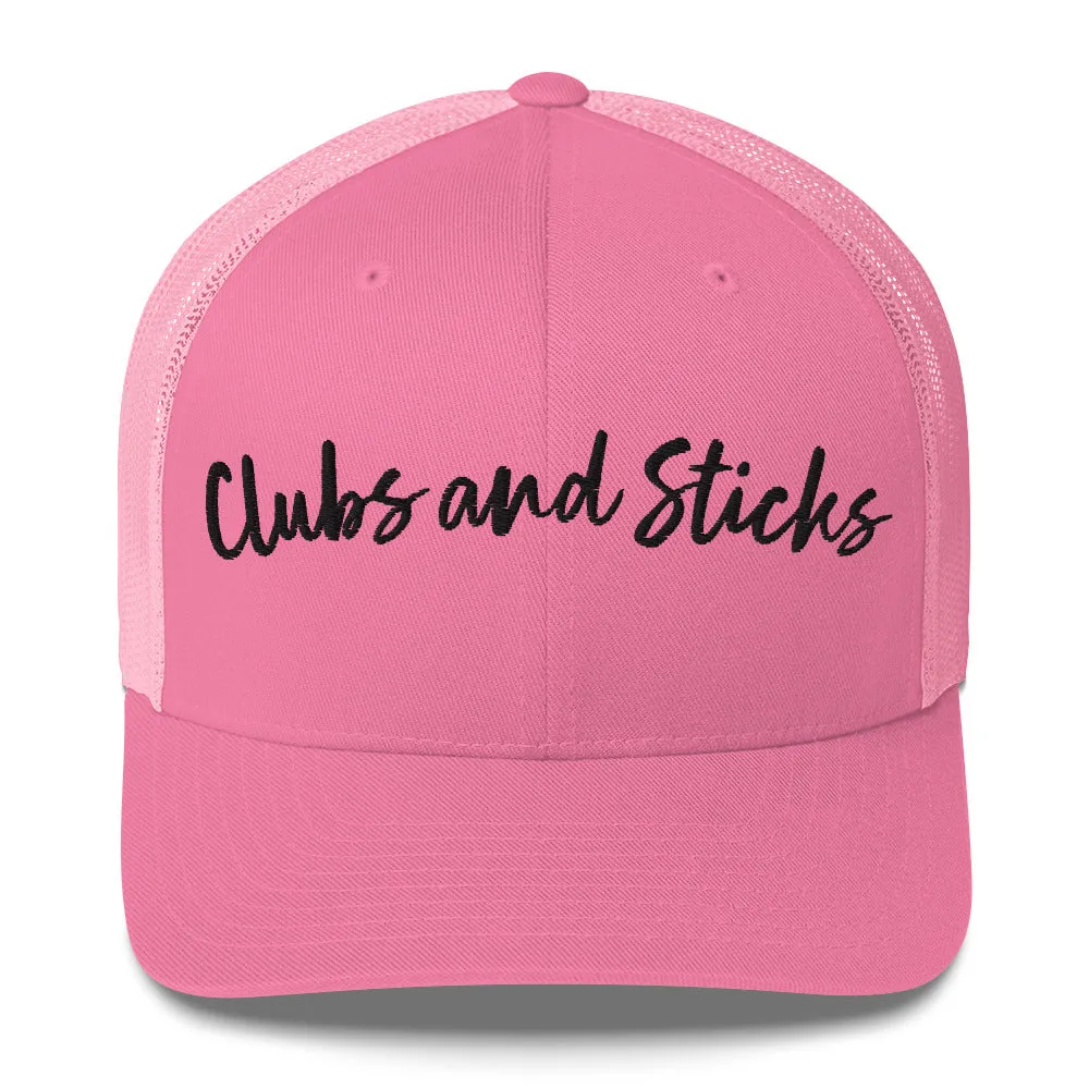 Clubs and Sticks Trucker Cap Embroidered Trucker Cap