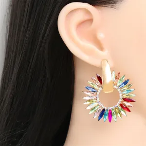 Colored Crystal & Cubic Zirconia 18K Gold-Plated Sunflower Dangle Earring