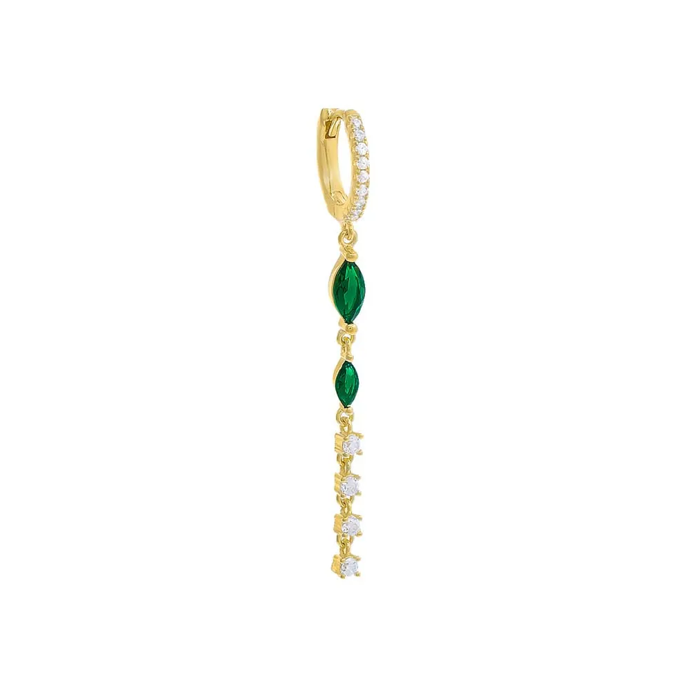 Colored Marquise X Solitaire Drop Huggie Earring