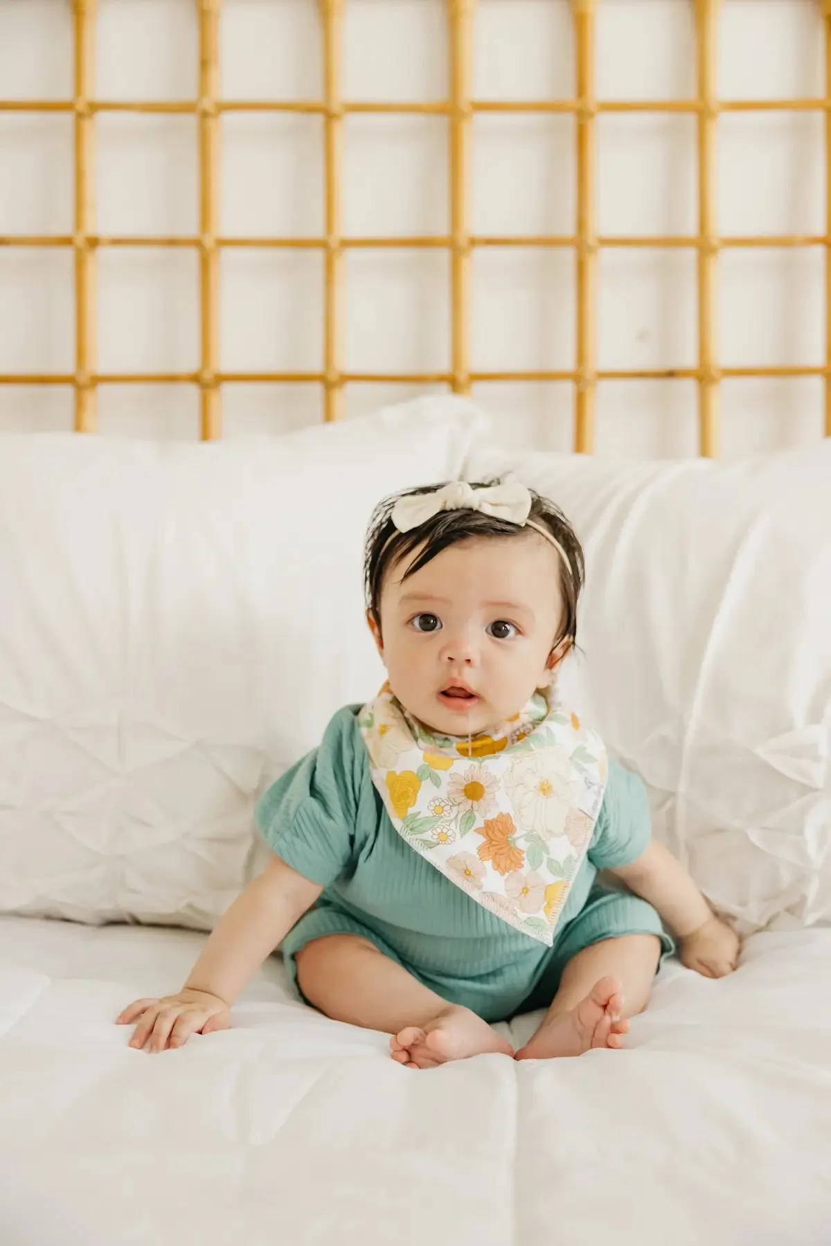 Copper Pearl Lemon Bandana Bib Set