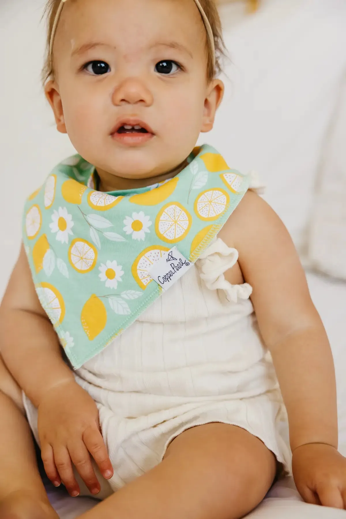 Copper Pearl Lemon Bandana Bib Set