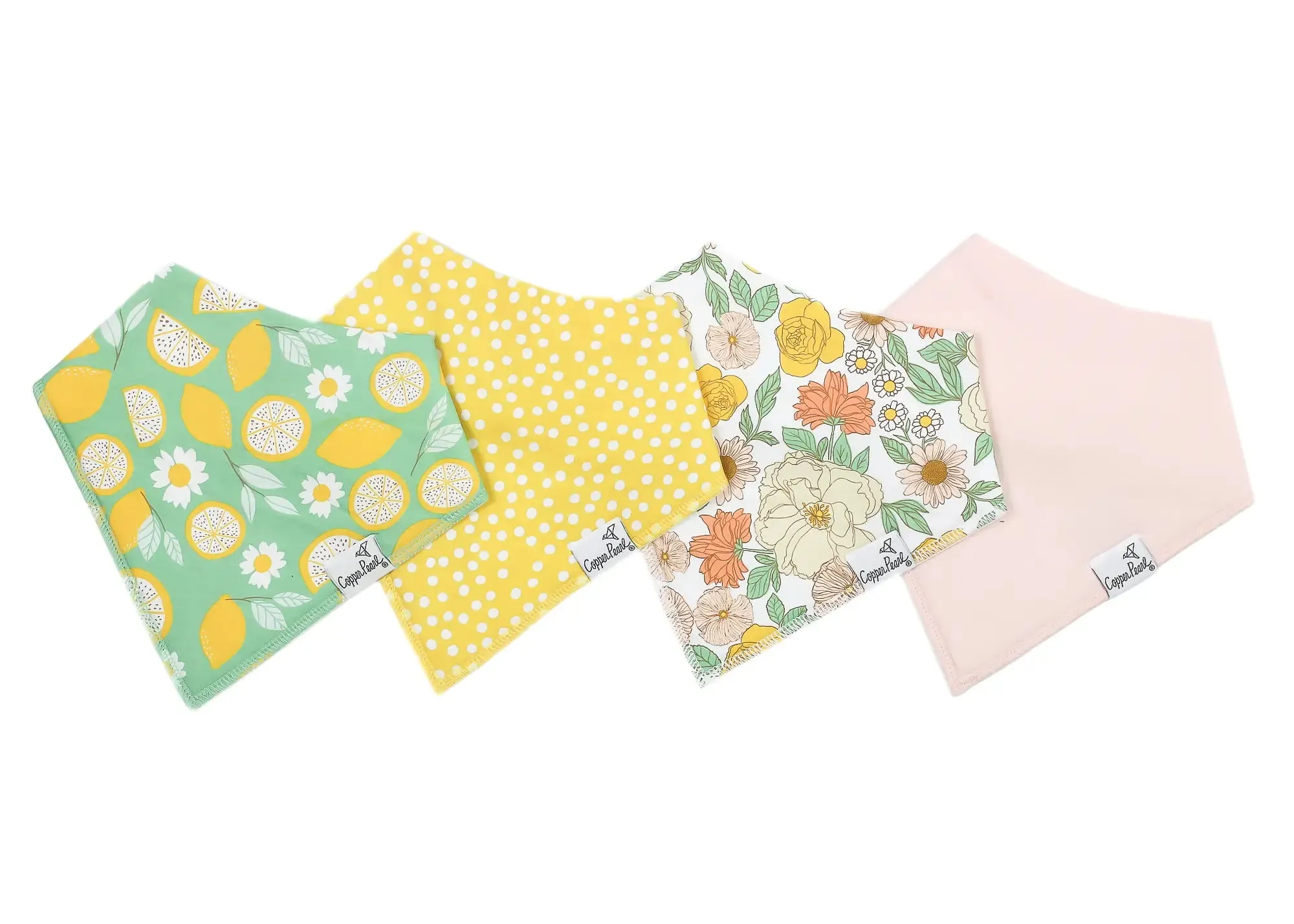 Copper Pearl Lemon Bandana Bib Set