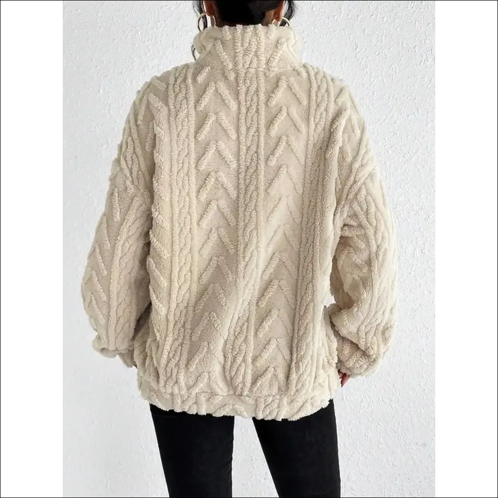 Cozy Chic Fuzzy Quarter Zip Long Sleeve Sweatshirt