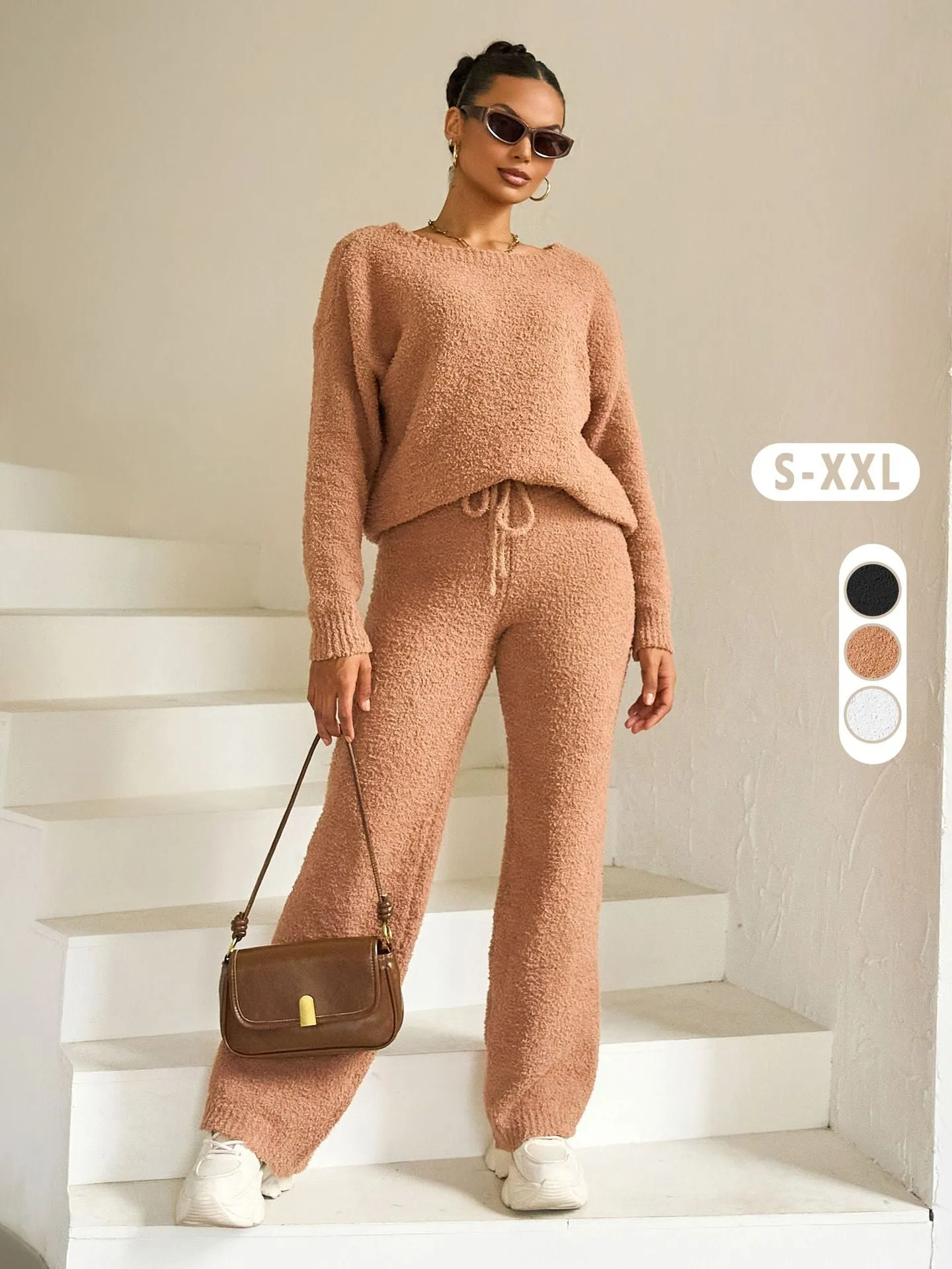 Cozy Solid Color Fleece Two-Piece Set for Effortless Warmth and Style