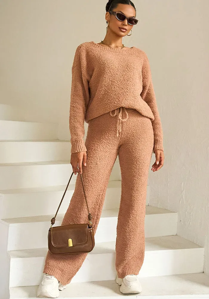 Cozy Solid Color Fleece Two-Piece Set for Effortless Warmth and Style