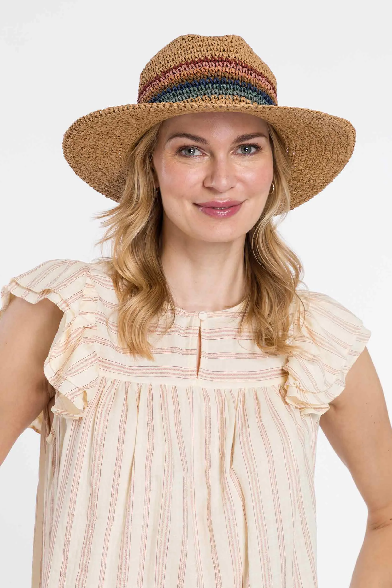 Crochet Multi Stripes Fedora