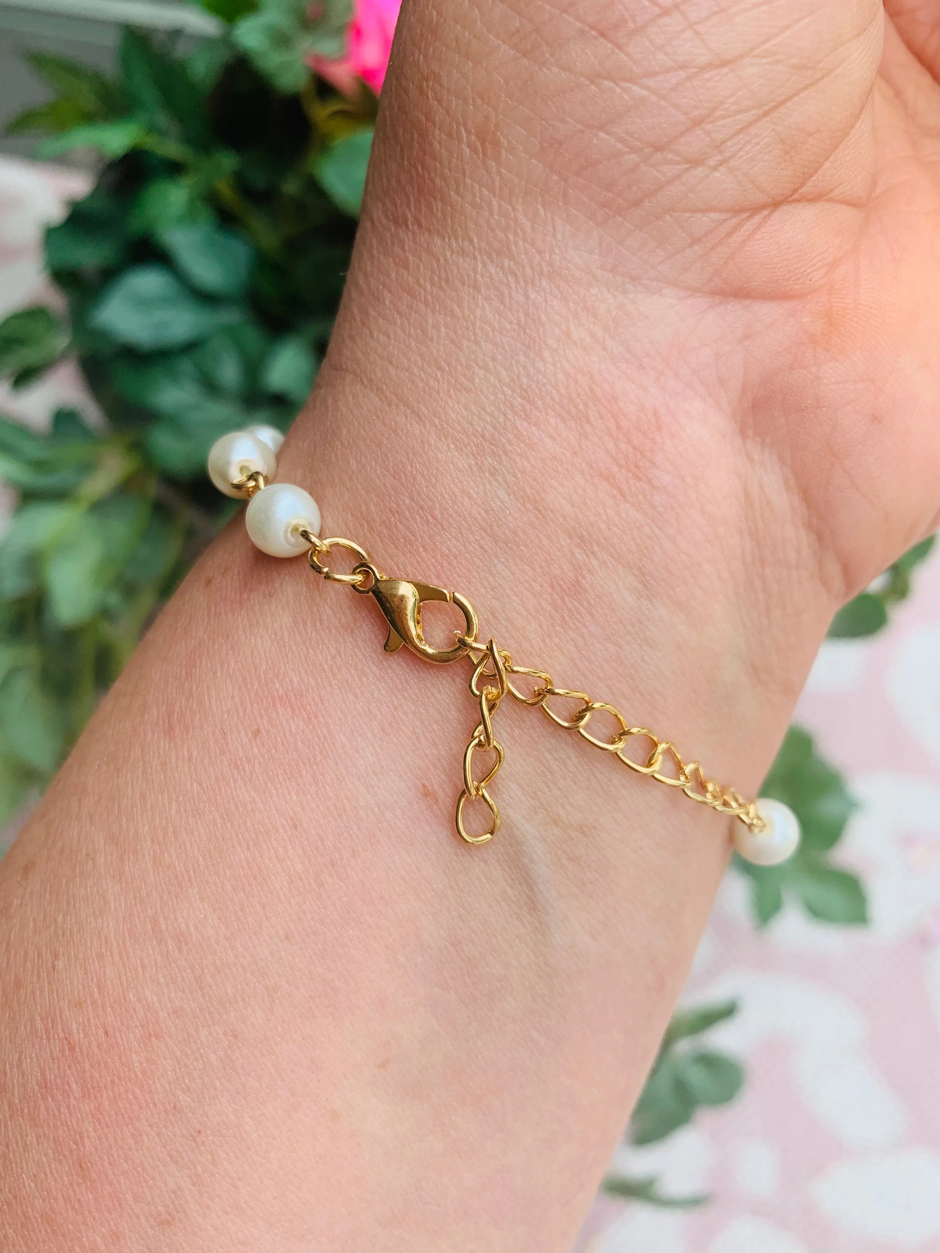 Cross bracelets Pearls, gold & rhinestones Womens fashion jewelry