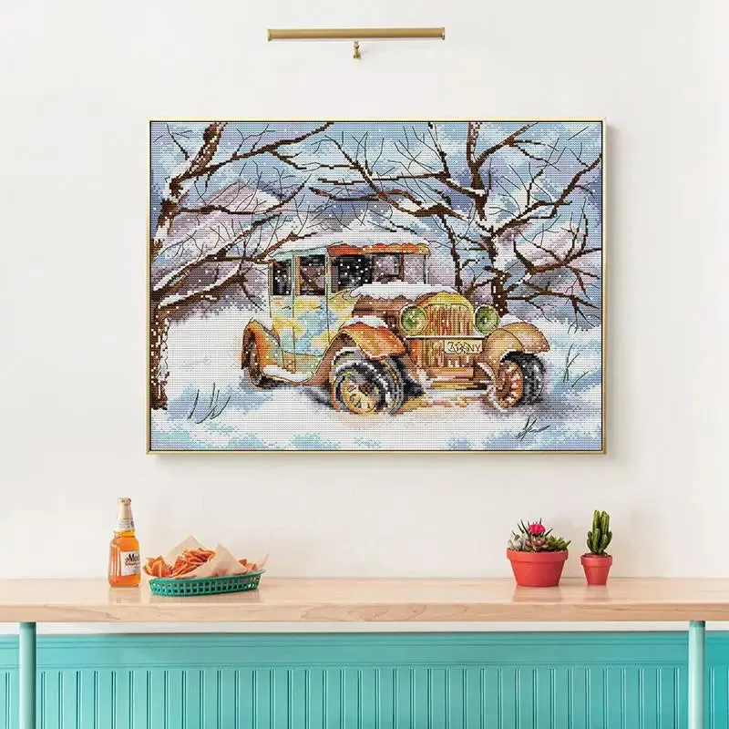 Cross Stitch Winter Classic Car