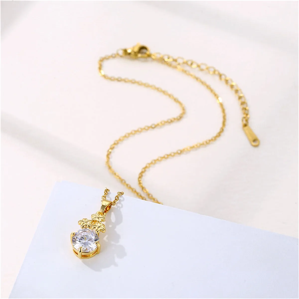 Crystal & 18K Gold-Plated Flower Cluster Pendant Necklace