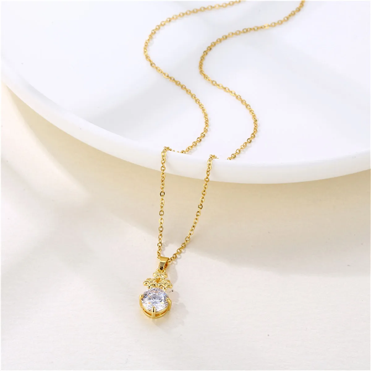 Crystal & 18K Gold-Plated Flower Cluster Pendant Necklace
