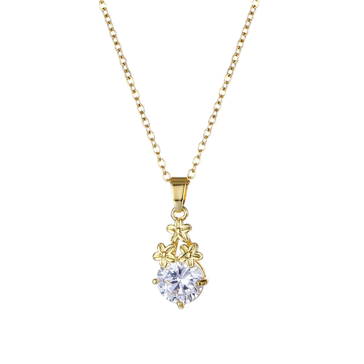 Crystal & 18K Gold-Plated Flower Cluster Pendant Necklace