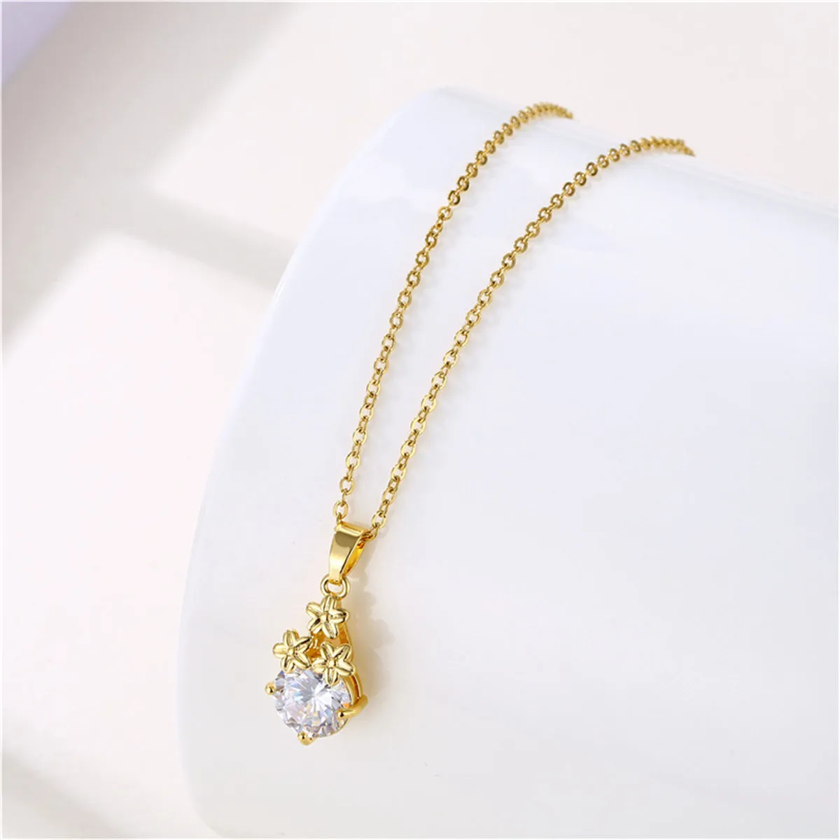 Crystal & 18K Gold-Plated Flower Cluster Pendant Necklace