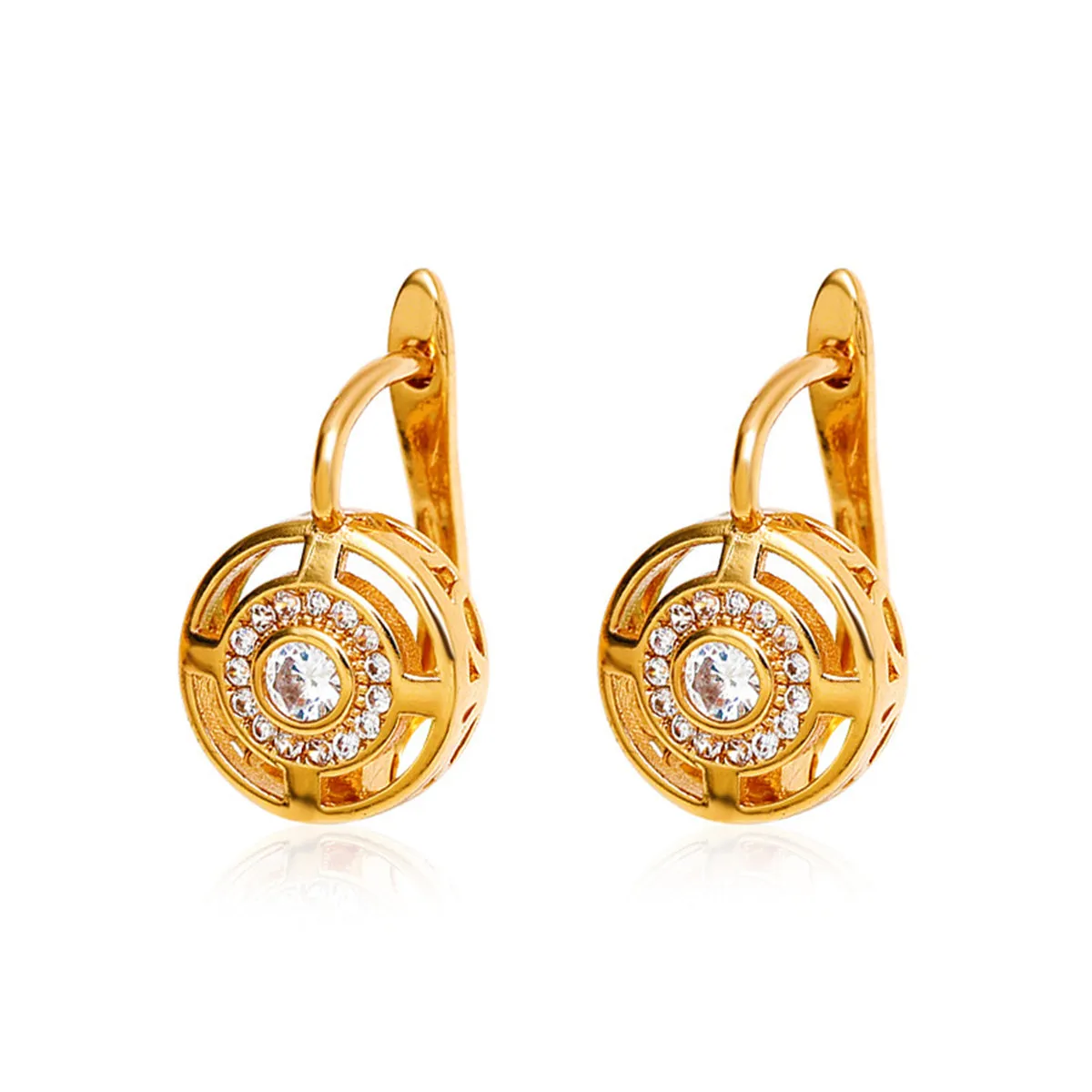 Crystal & Cubic Zirconia 18K Gold-Plated Cutout Huggie Earrings
