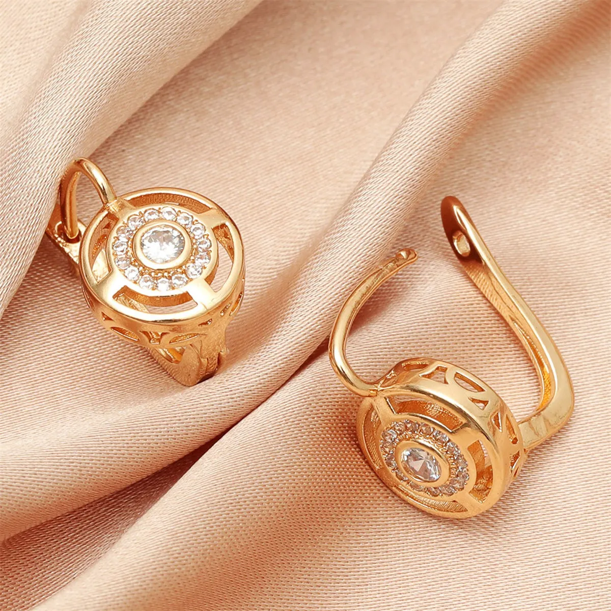 Crystal & Cubic Zirconia 18K Gold-Plated Cutout Huggie Earrings