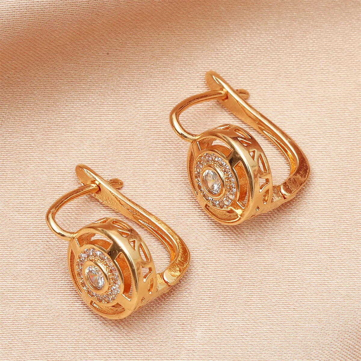 Crystal & Cubic Zirconia 18K Gold-Plated Cutout Huggie Earrings