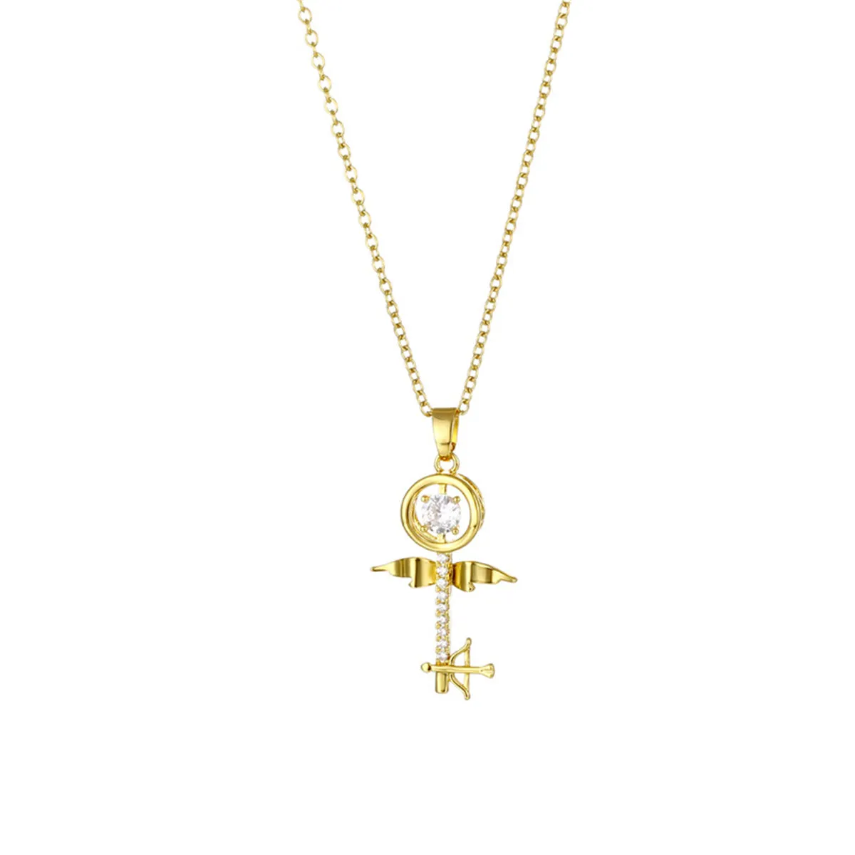 Crystal & Cubic Zirconia Key Pendant Necklace