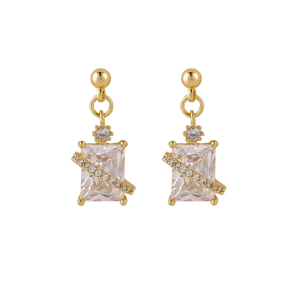 Crystal & Cubic Zirconia Rectangle Drop Earrings