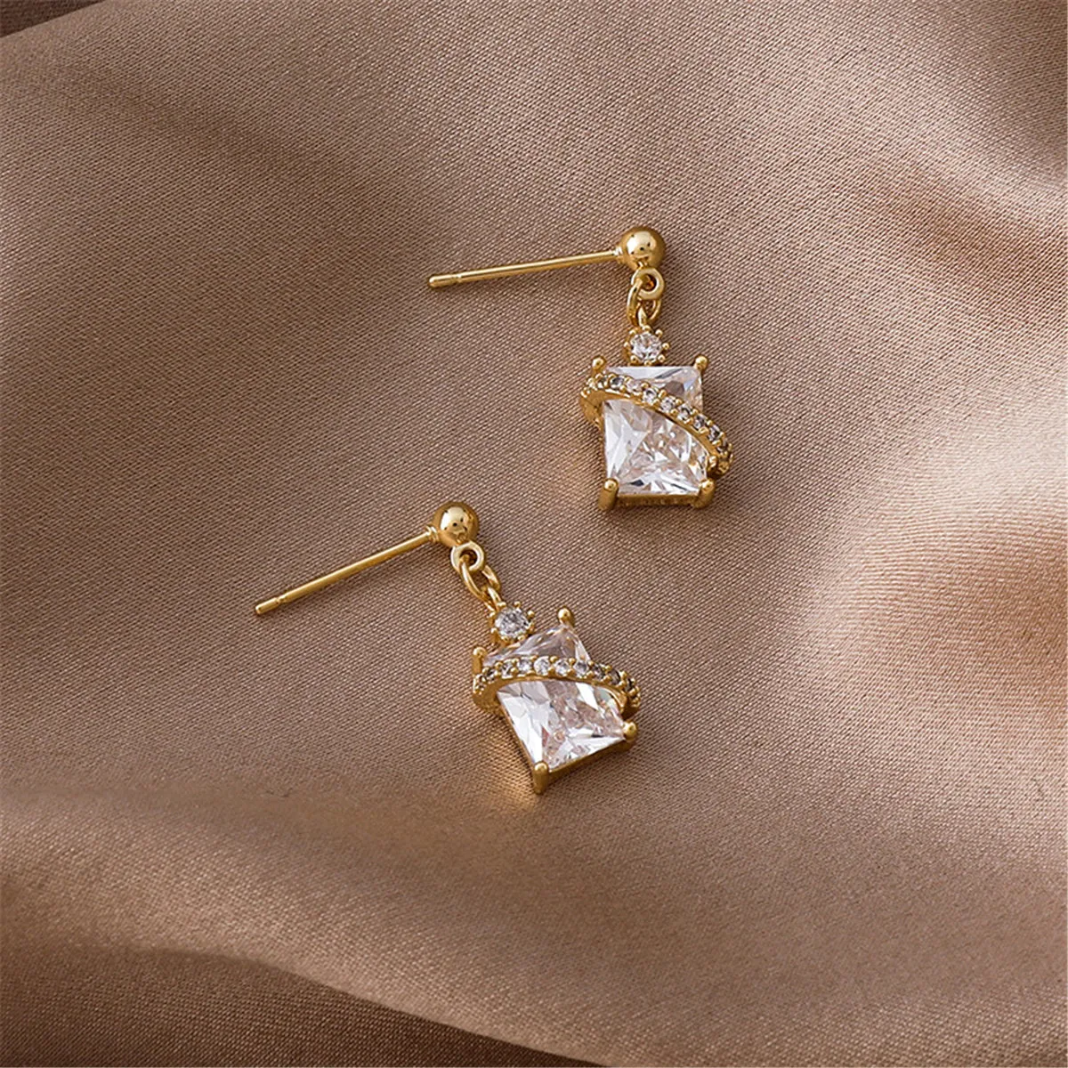 Crystal & Cubic Zirconia Rectangle Drop Earrings