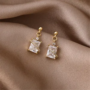 Crystal & Cubic Zirconia Rectangle Drop Earrings