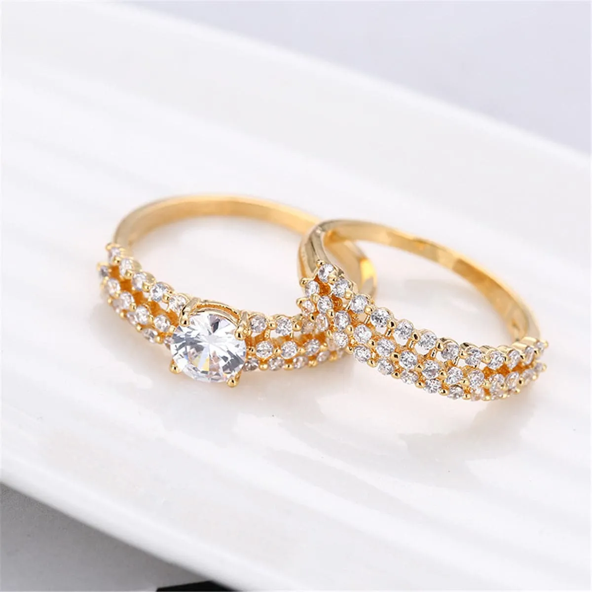 Cubic Zirconia & 18K Gold-Plated Band & Ring