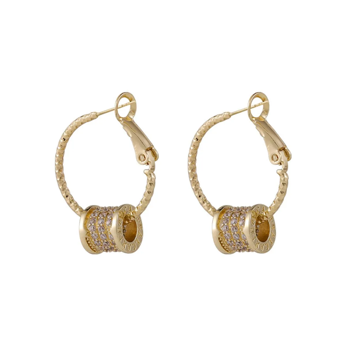Cubic Zirconia & 18K Gold-Plated Pavé-Detail Coin Hoop Earrings