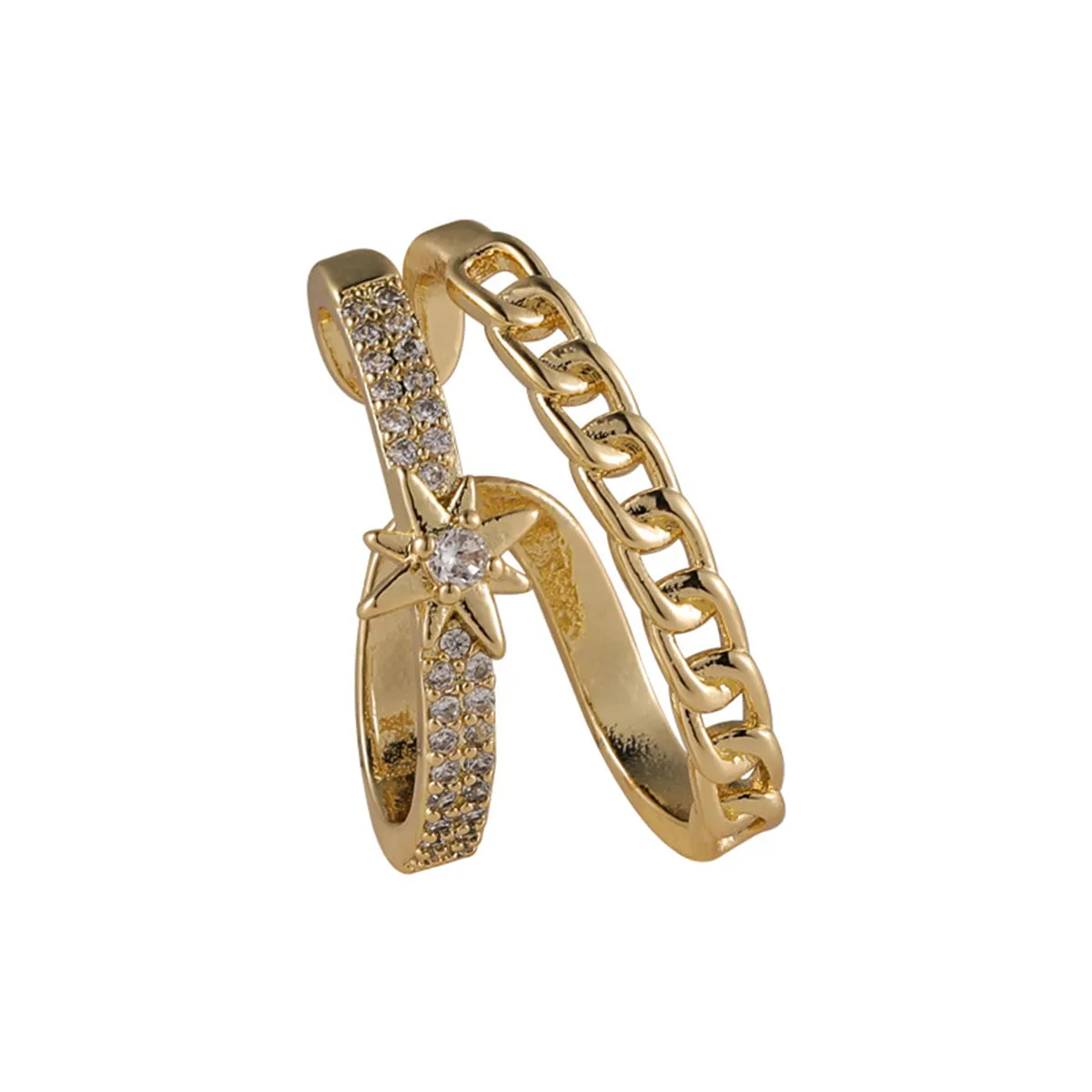 Cubic Zirconia & 18K Gold-Plated Star Clip-On Earring