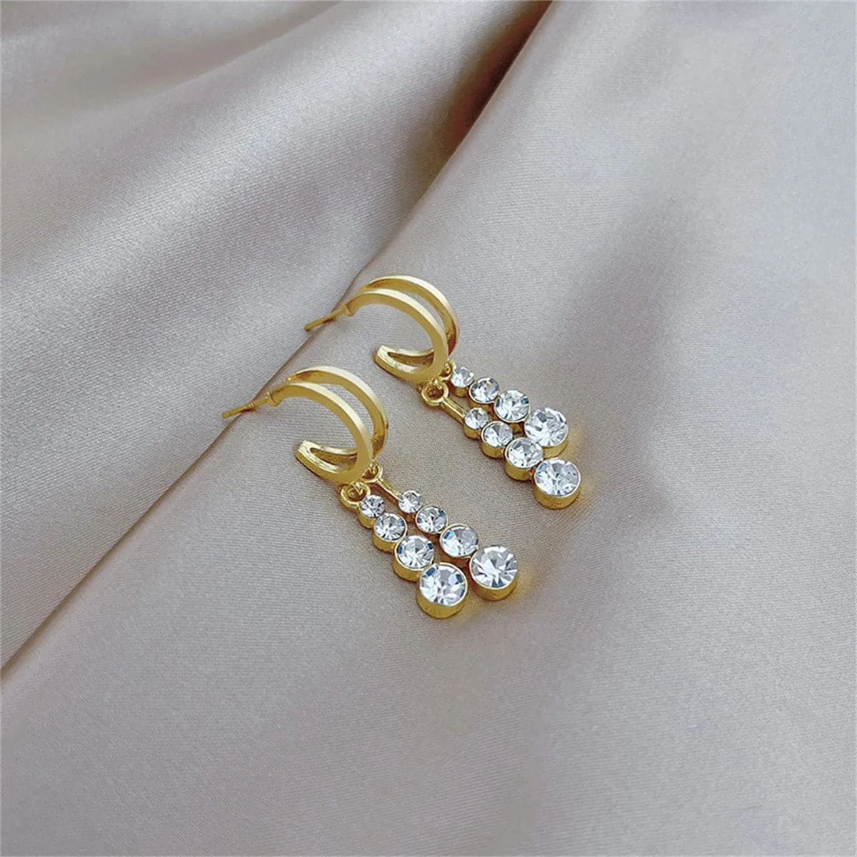 Cubic Zirconia & 18K Gold-Plated Tassel Drop Earrings