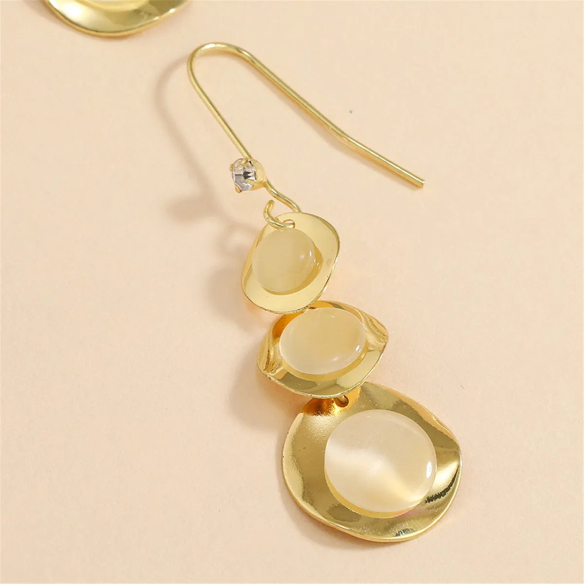 Cubic Zirconia & Cats Eye 18K Gold-Plated Irregular Round Drop Earrings