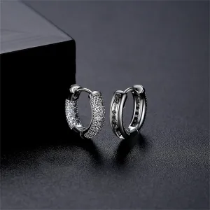 Cubic Zirconia & Silver-Plated Huggie Earrings