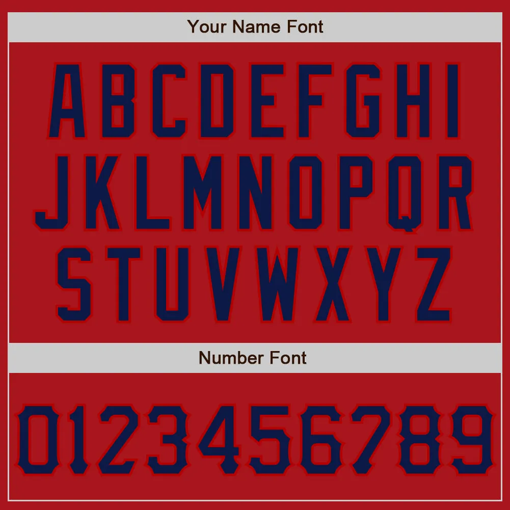 Custom Graffiti Pattern Navy-Red 3D Scratch Authentic Baseball Jersey