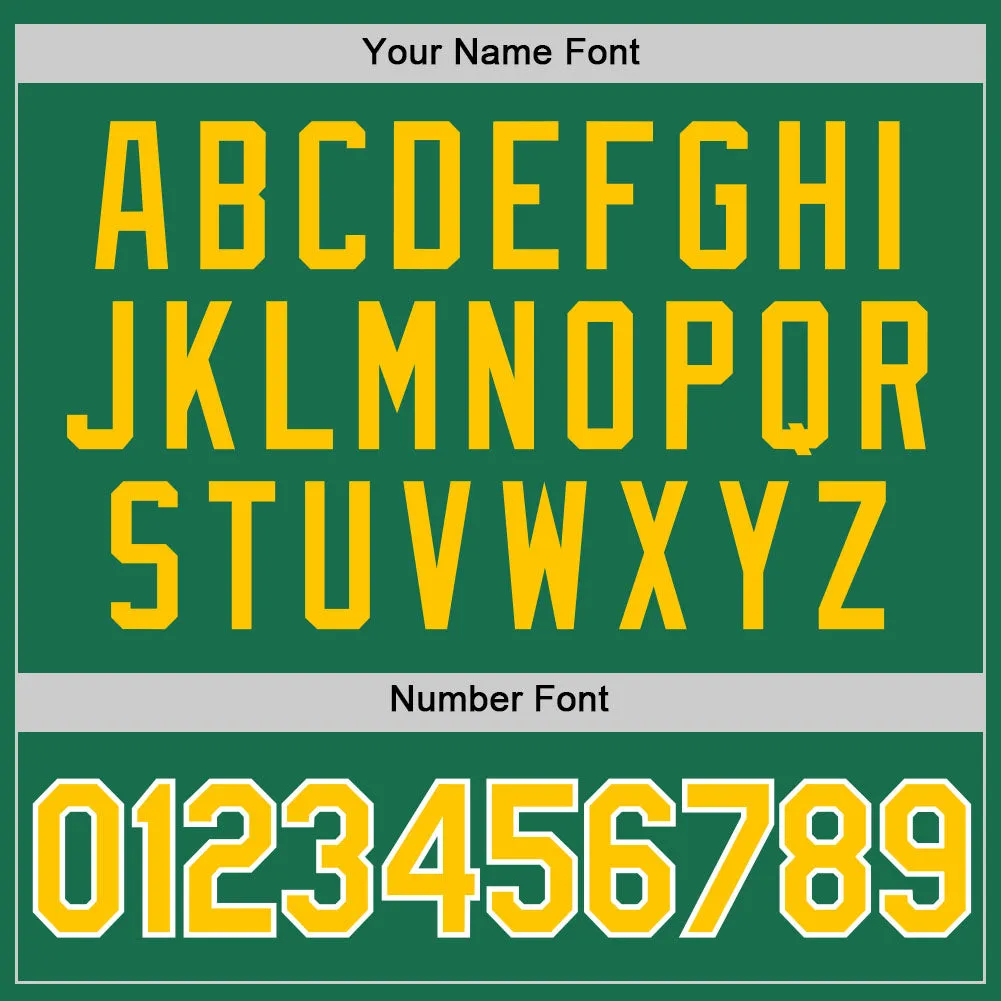 Custom Kelly Green Gold-White Performance T-Shirt