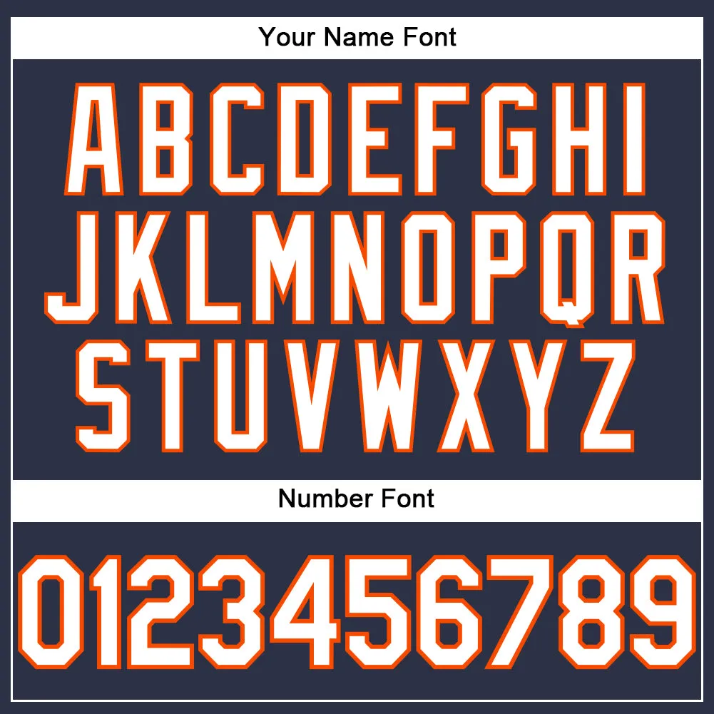 Custom Navy White-Orange Performance T-Shirt