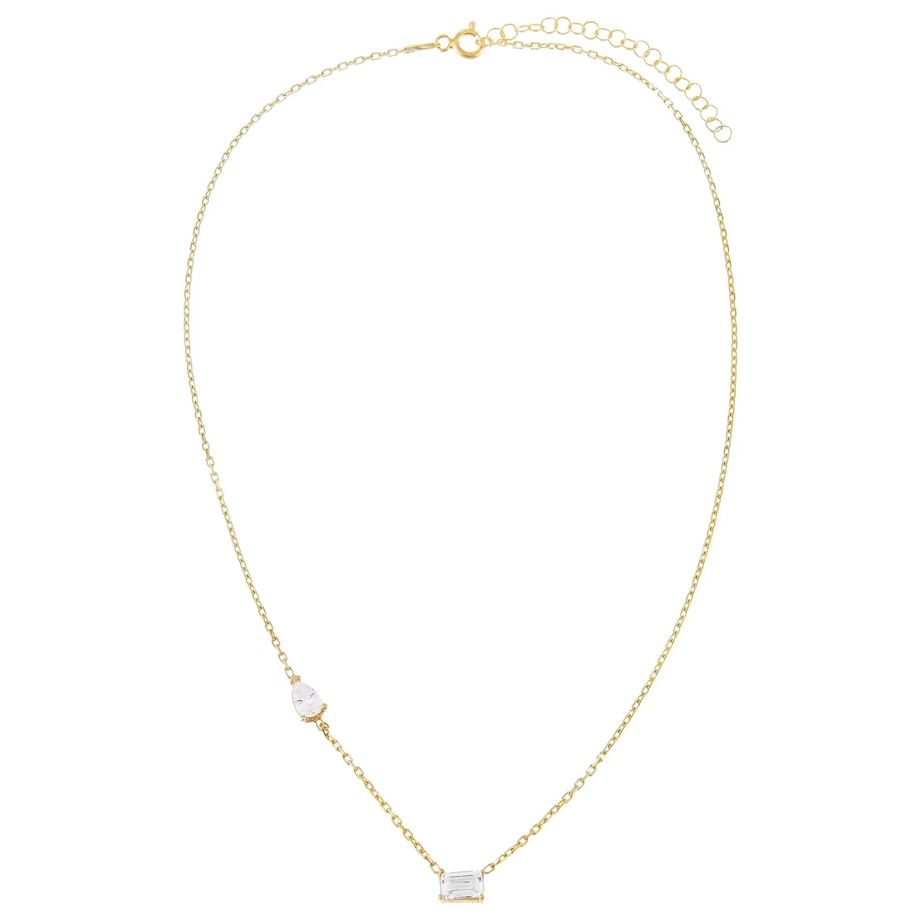 CZ Baguette X Pear Stone Necklace