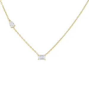 CZ Baguette X Pear Stone Necklace