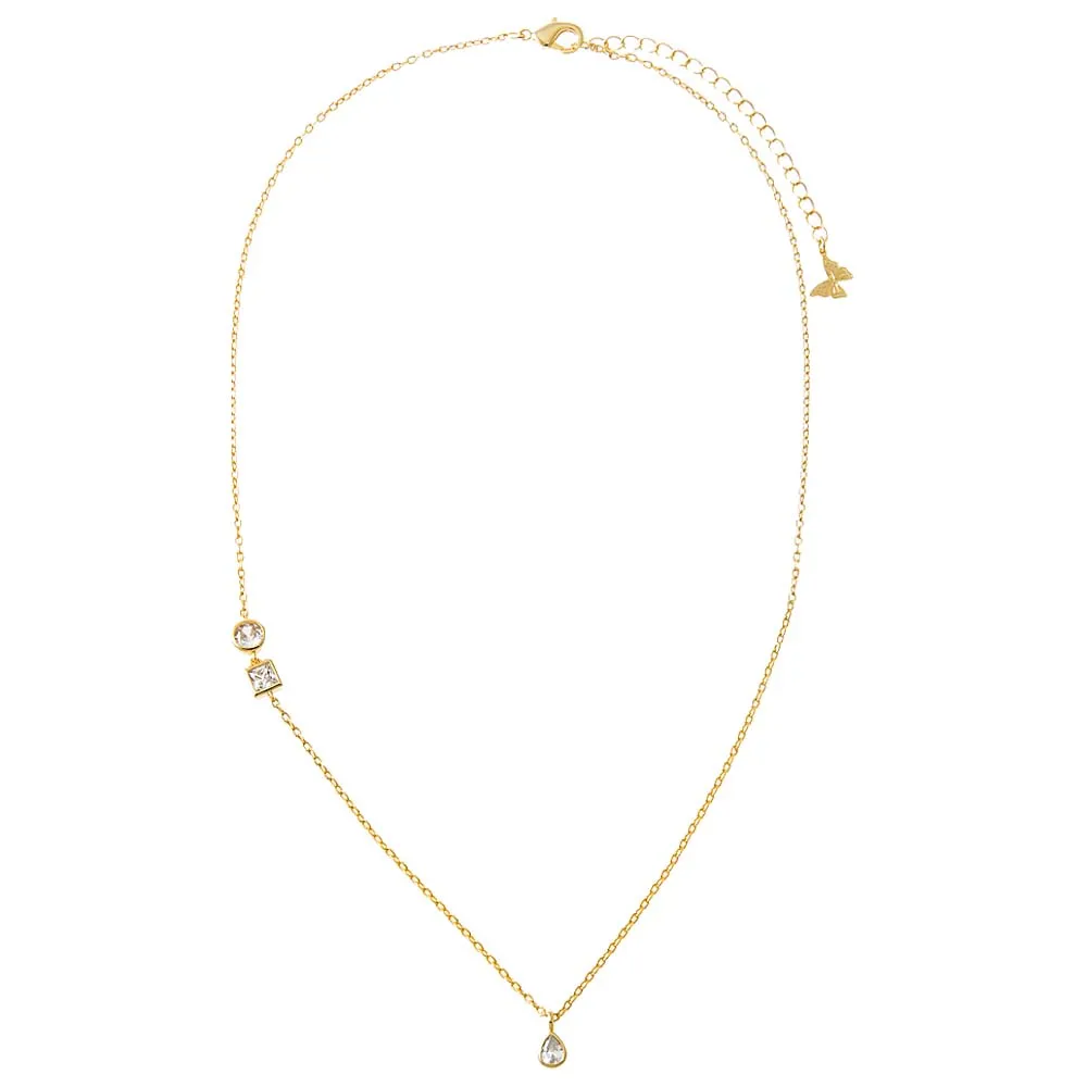 CZ Bezel Multi Shape Accented Pendant Necklace
