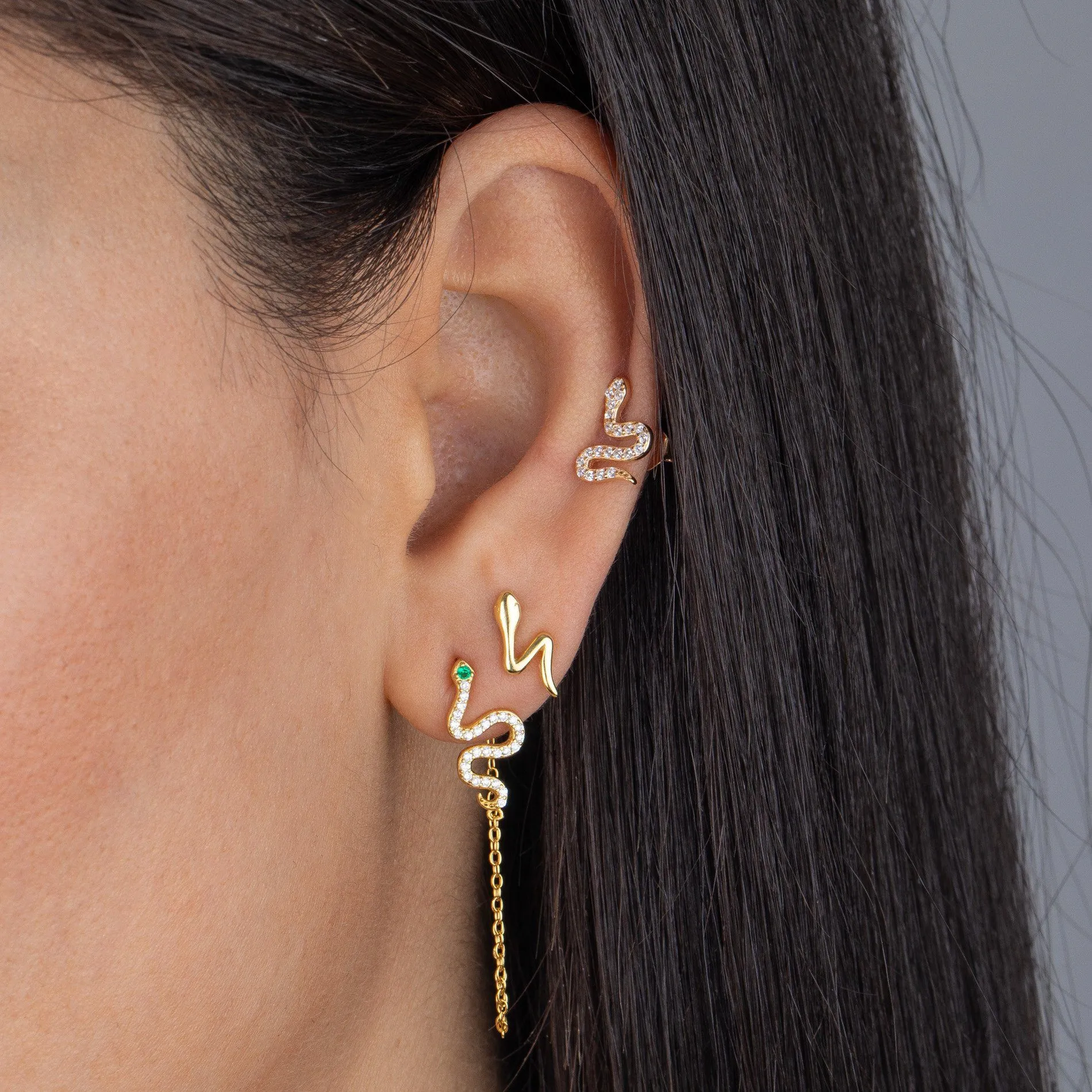 CZ Mini Snake Stud Earring