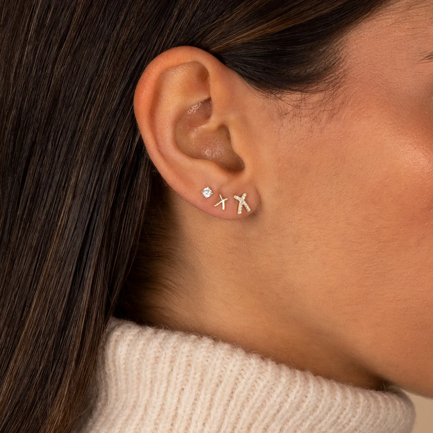 CZ's & X's Stud Earring Combo Set