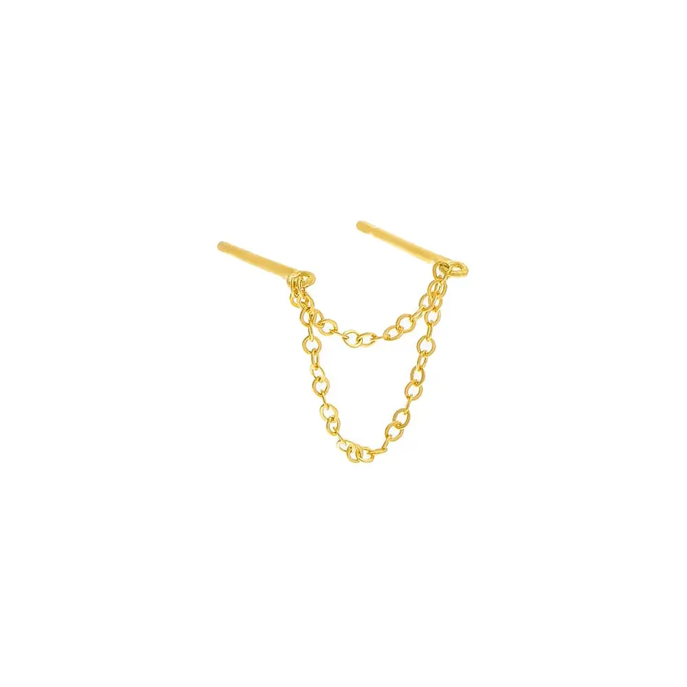 Dainty Double Chain Stud Earring
