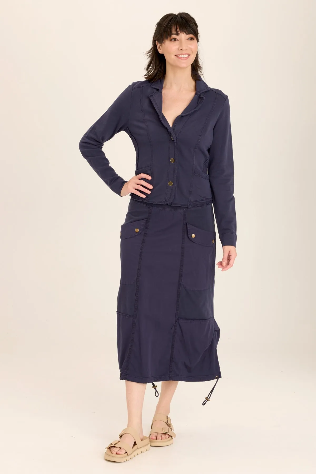 Damia Terry Three-Button Casual Blazer