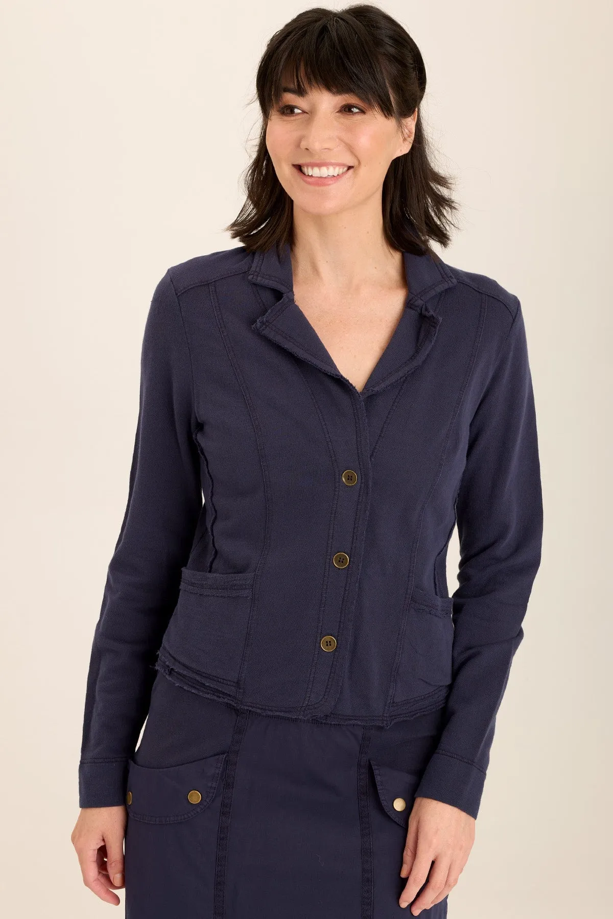 Damia Terry Three-Button Casual Blazer
