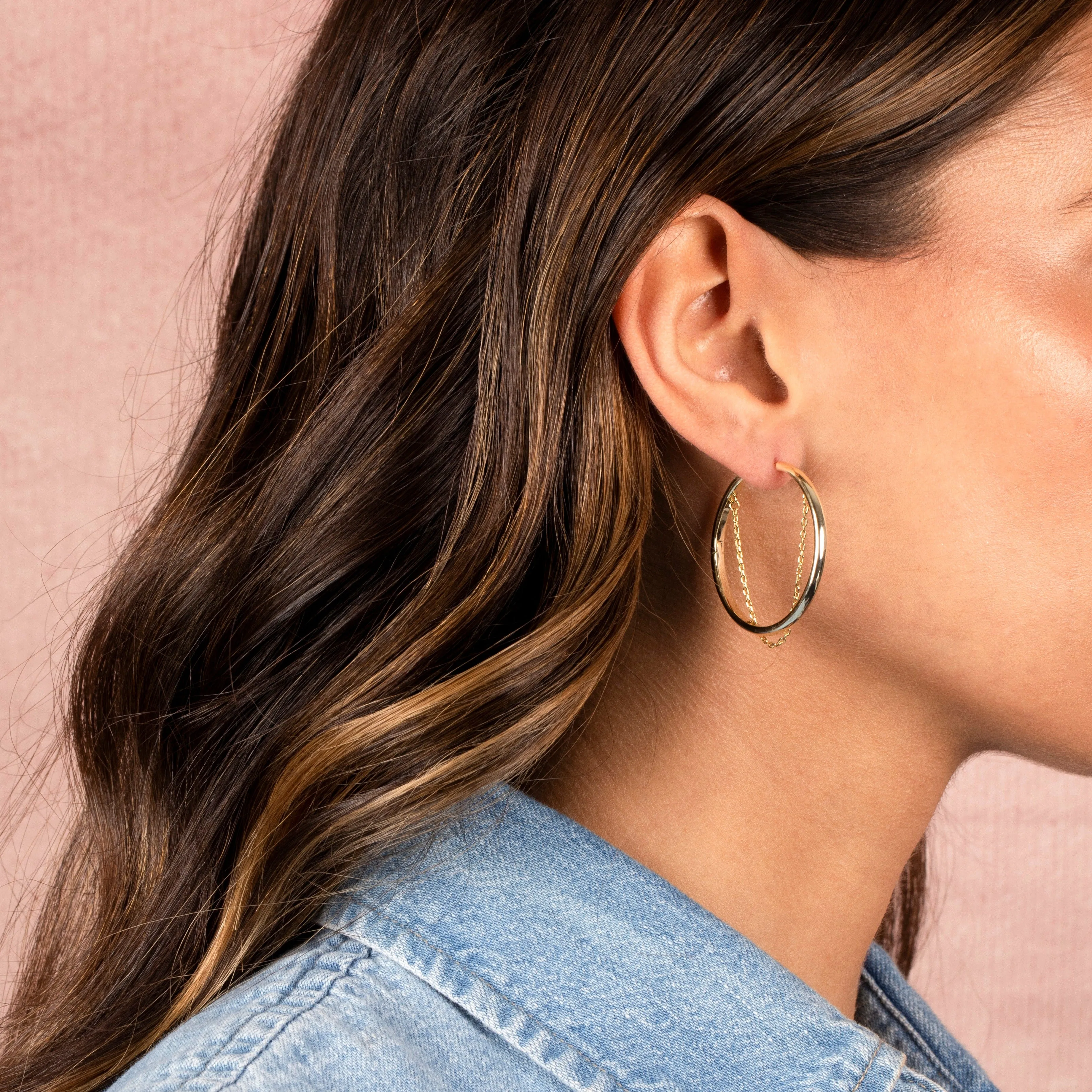 Dangling Chain Hoop Earring