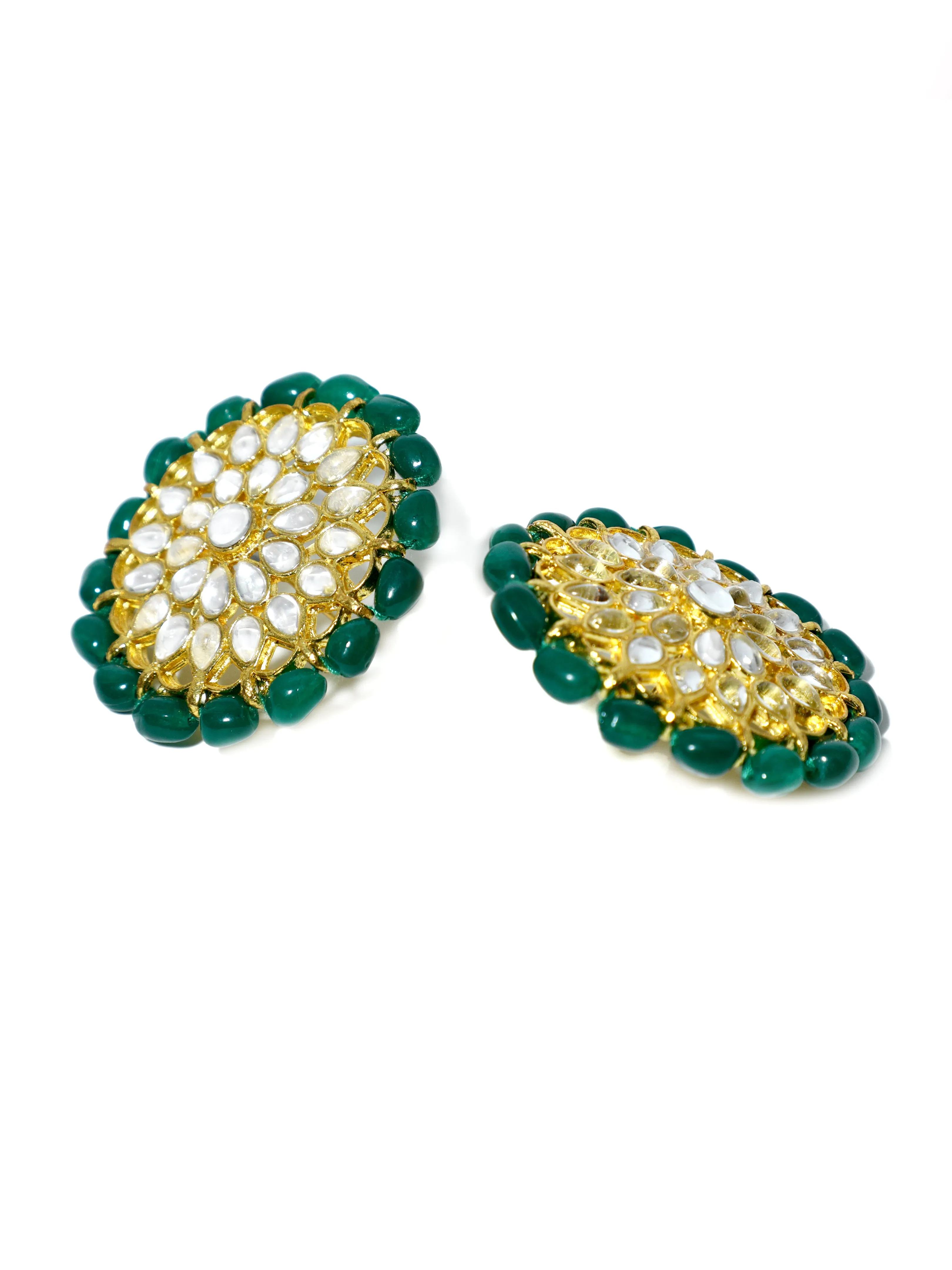 Dark Green Beaded Kundan Choker Necklace Set