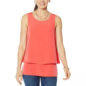 DG2 by Diane Gilman Women's Plus Size Crepe and Knit Easy Tank Top