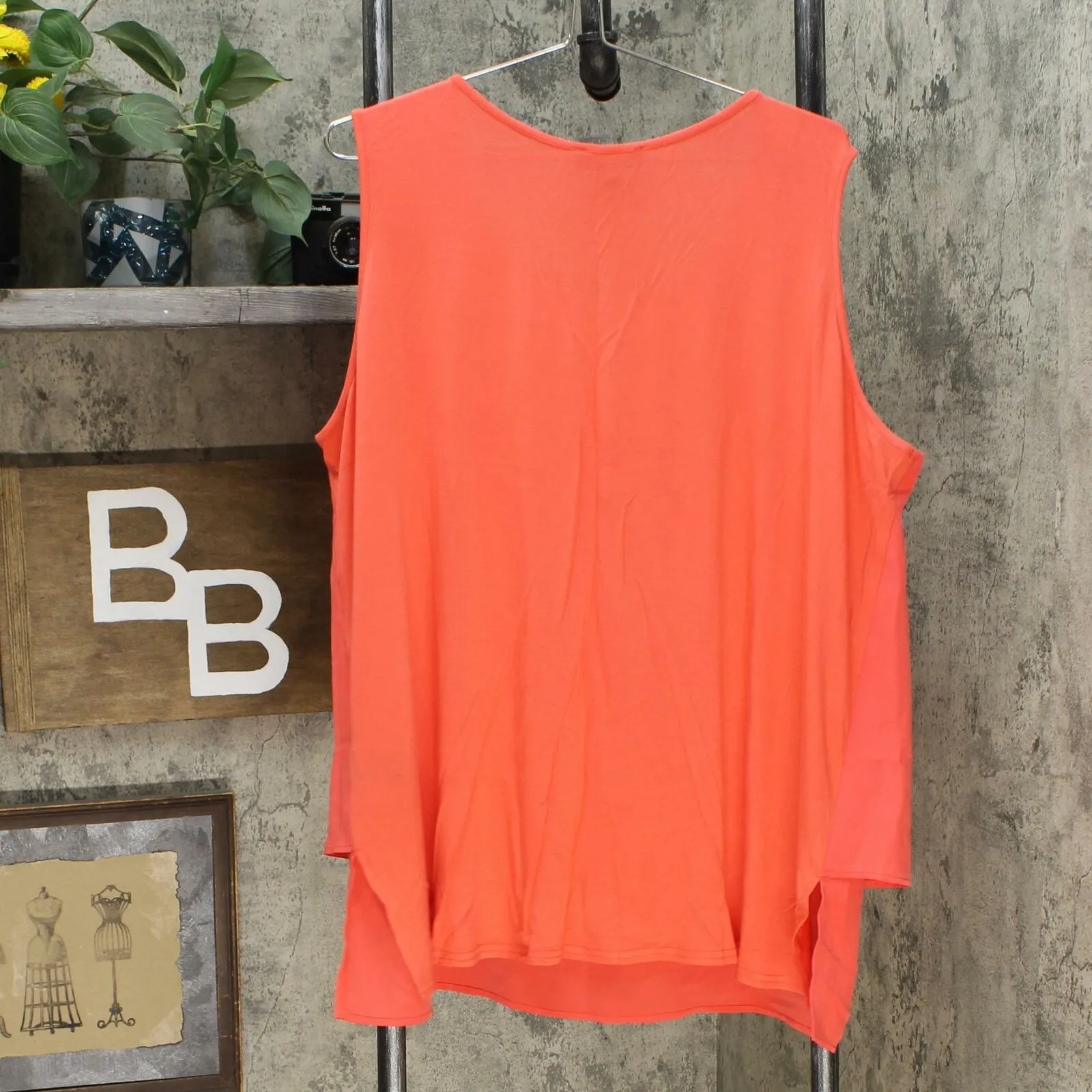 DG2 by Diane Gilman Women's Plus Size Crepe and Knit Easy Tank Top